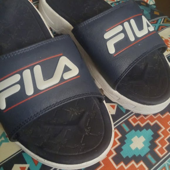 Red Blue and White Fila Sandals Fair Good Condition - Picture 2 of 3